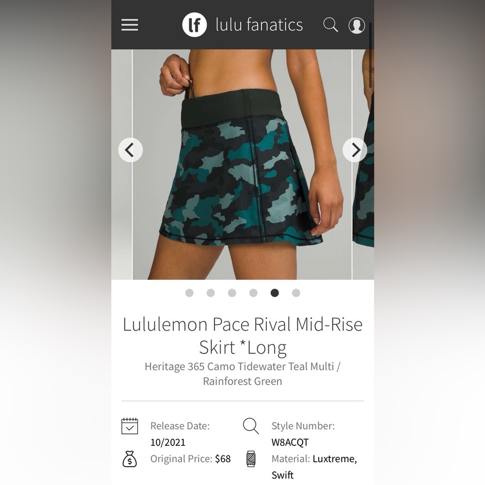 lululemon athletica Women's Camo Teal Skirt